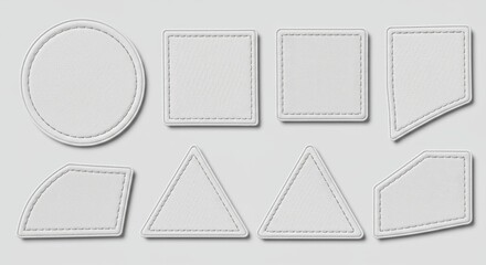 Set of blank embroidery labels and stickers with white background in vector design
