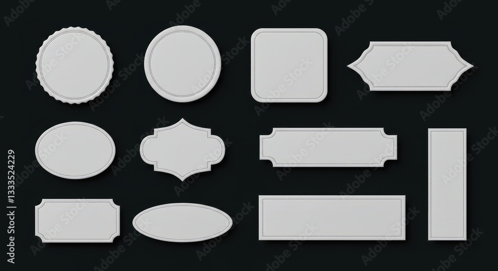 Poster set of blank labels and stickers with black background in vector design