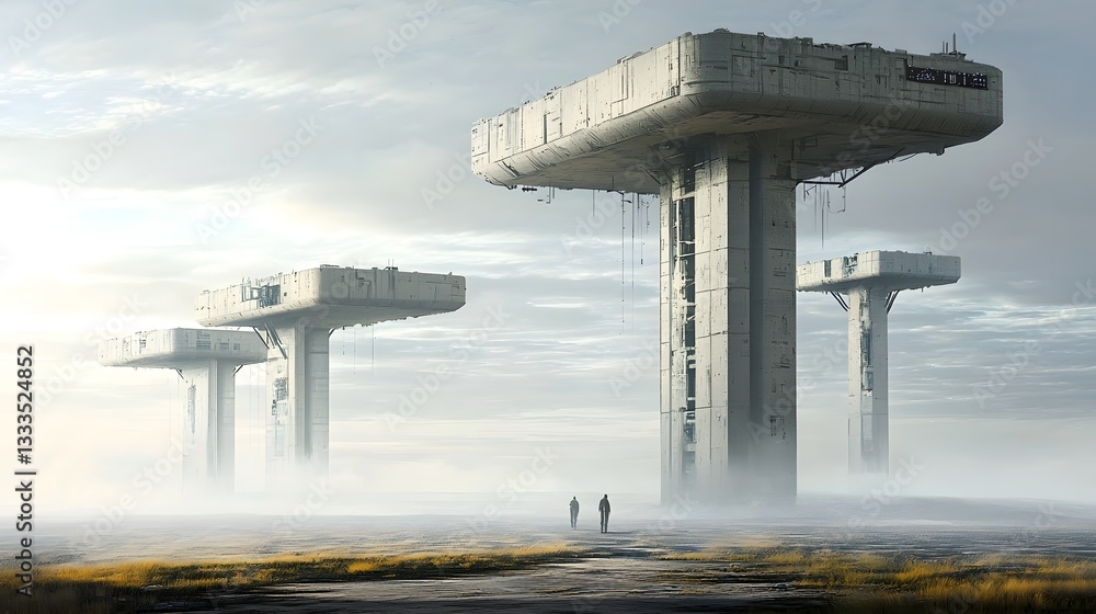 Poster a captivating and visually striking surreal landscape where the organic forms of nature effortlessly