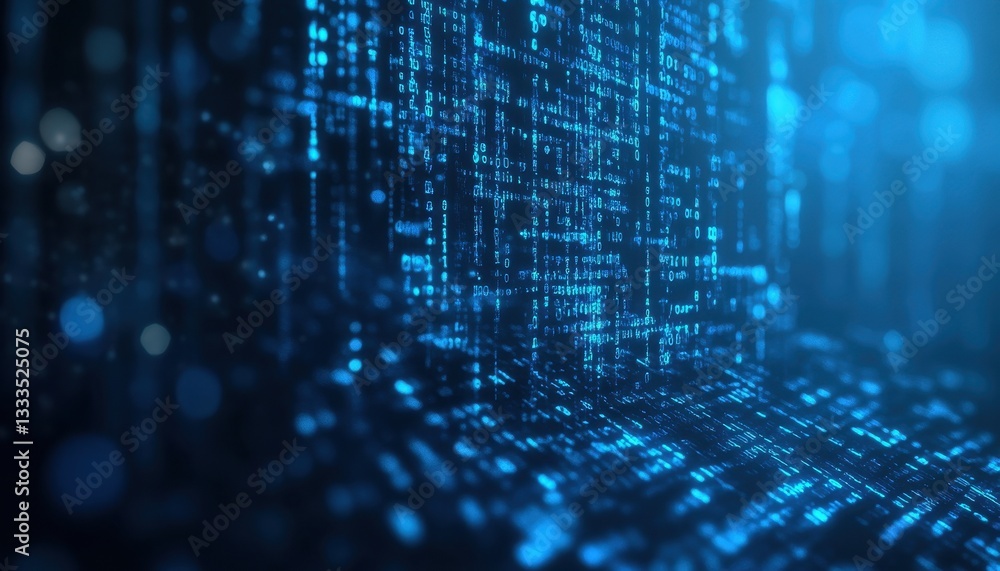 Poster abstract blue digital data stream background