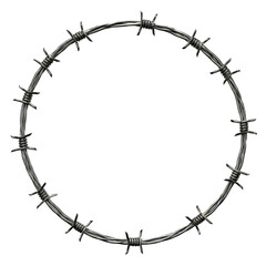 barbed wire isolated on white, PNG transparent
