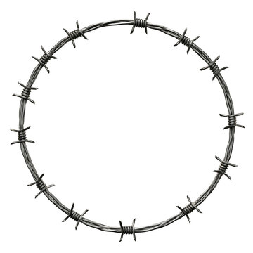 barbed wire isolated on white, PNG transparent