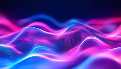 Fototapeta premium Futuristic Purple and Blue Abstract Wave Background with Dynamic Flow and Copy Space