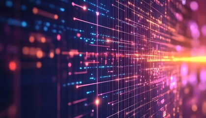 Abstract Digital Network Background with Glowing Lines and Points