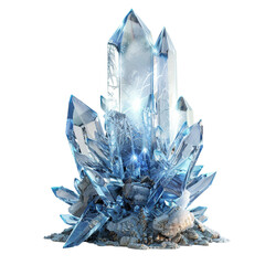 Sparkling Ice Crystal with Intricate Details Isolated on White