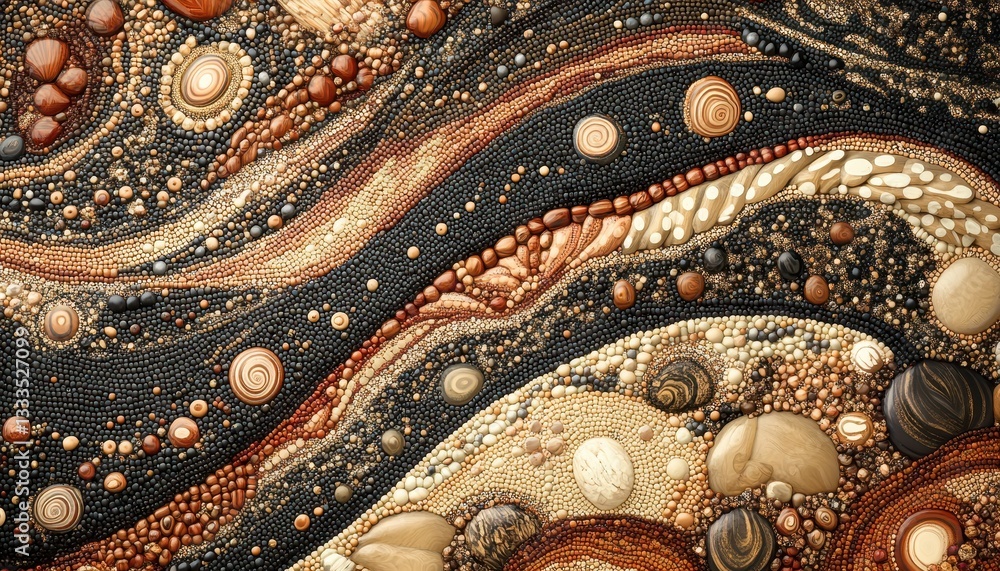 Poster abstract stone mosaic texture background with brown beige and black swirls