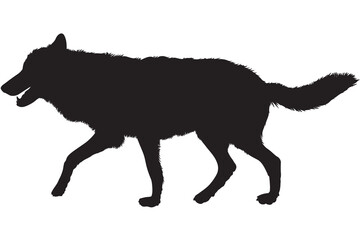 A Lone Wolf Striding Confidently Across A Stark Isolated on Transparent Background, A Powerful Black Silhouette Conveying Wilderness And Freedom In Bold Simplicity