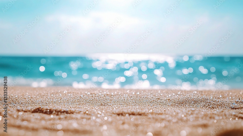 Poster abstract seascape with soft blurred beach background and bokeh effects