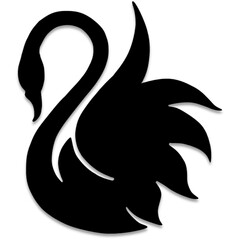 An Elegant Black Swan Gracefully Poised, A Symbol Of Serene Beauty And Timeless Grace In A Bold Silhouette Style Isolated on Transparent Background