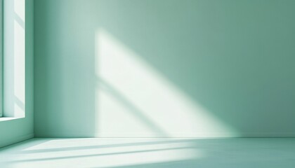 Obraz premium Empty Room with Mint Green Walls and Sunlight Streaming Through Window