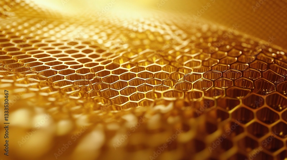 Aufkleber loopable 3d animated honeycomb background in golden color palette