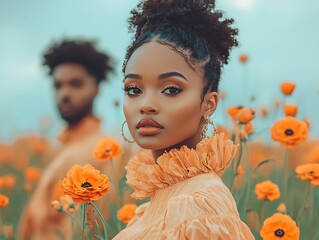 Woman for Poppies, Field, Portrait.