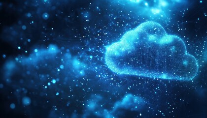 Glowing Blue Digital Cloud Abstract Background