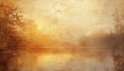 Golden Sunset Over Calm Water Landscape