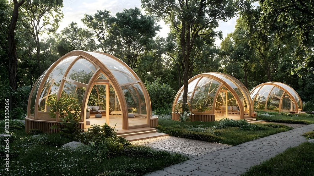 Aufkleber cutting edge eco dome structure that utilizes natural airflow to regulate temperature and create a s