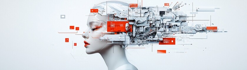 A realistic oil painting of a woman seamlessly integrated with futuristic holographic UI elements, blending past artistry with digital aesthetics, fine details, conceptual storytelling