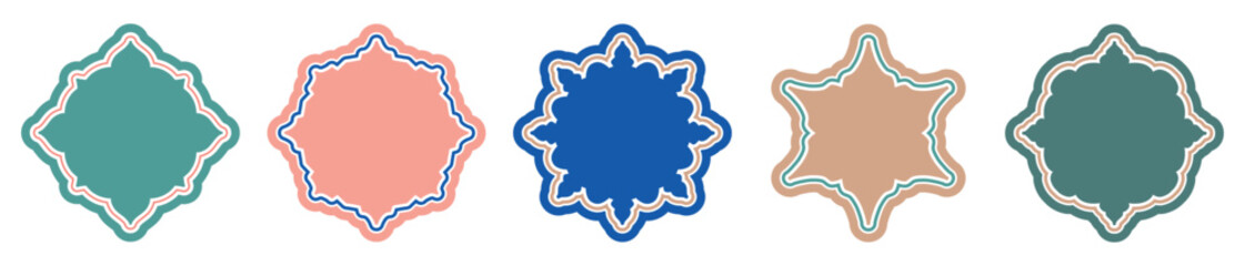 Islamic vector shape of a window or door arch, set of islamic frames shapes badges. ramadan kareem set stylish frame, Vector design Set.