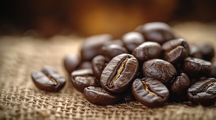 Fototapeta premium A macro shot of espresso coffee beans rich in texture