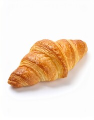 Golden-brown croissant, flaky layers, delicious pastry, breakfast treat.