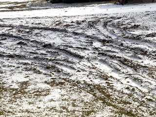 Snow on the rough dirt road
