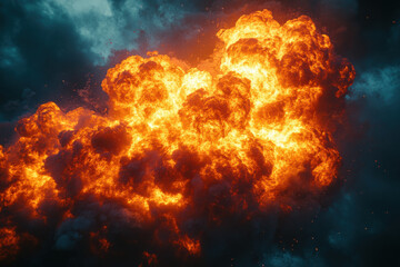 A large explosion in the sky with a lot of fire and smoke