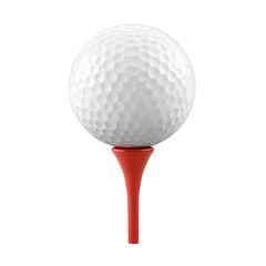 3D Render of a Golf Ball on a Red Tee on Transparent Background