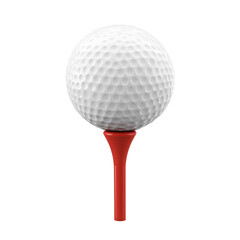 3D Render of a Golf Ball on a Red Tee on Transparent Background