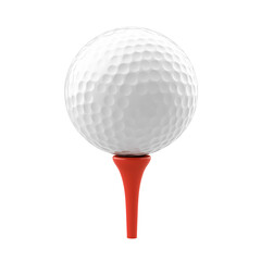 3D Render of a Golf Ball on a Red Tee on Transparent Background