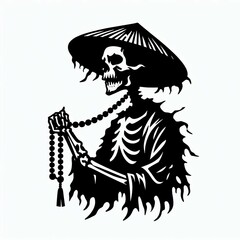 Skeletal Monk with Prayer Beads
