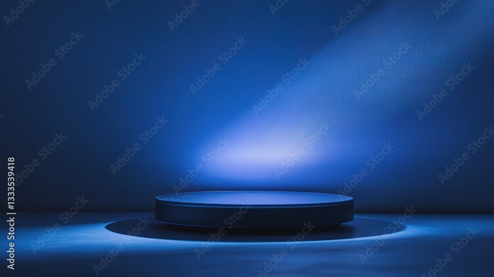 Poster minimalist blue platform with soft light in an empty space