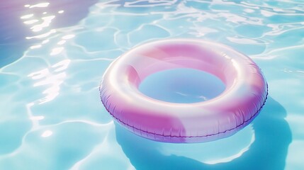 Shimmering Inflatable Swimming Ring Floating in Clear Water