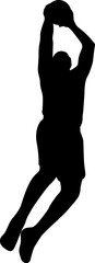 Silhouette basketball player shoot the ball, Outline design, icons and logo.