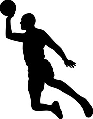 Obraz premium Silhouette basketball player shoot the ball, Outline design, icons and logo.