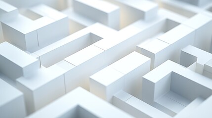 Abstract maze of white cubes