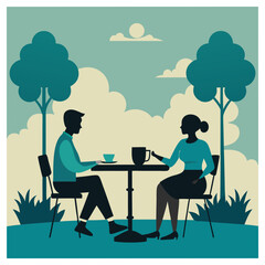 young couple in cafe