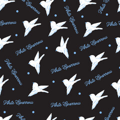 Starry Flight White Sparrows in the Night Sky Pattern can be use for background and apparel design