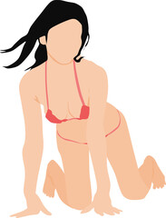 Fototapeta premium ポーズをとる水着を着た女性のイラスト