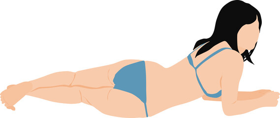 ポーズをとる水着を着た女性のイラスト