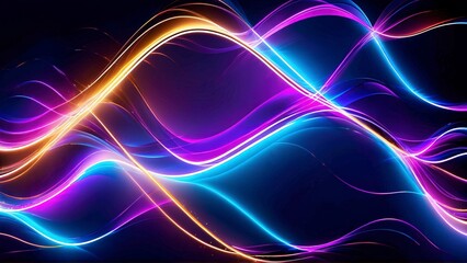Fototapeta premium Electric Neon Swirls: Vibrant Abstract Digital Art with Glowing Lines and Dynamic Colors