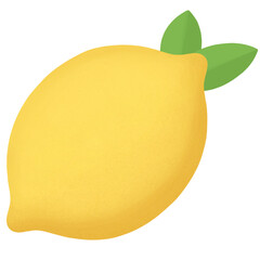 Lemon fruit with leaves illustration