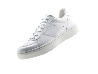 Isolated Stylish White Leather Sneaker with Perforations