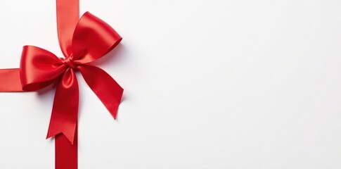 Blank gift card with red ribbon and bow, isolated on white , element, promotion