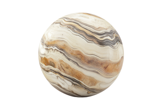 Isolated Sphere with Flowing Marble Pattern in Beige and Brown