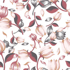 Romantic Ethereal Tulip Garden Dreams Pattern can be use for background and apparel design
