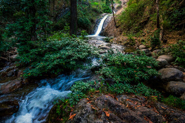 Waterfall in the forest. at "Chae Son" National Park, Lampang , Thailand, ASia.