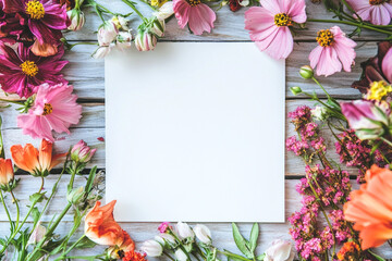 Obraz premium Blank White Paper on a Rustic Wooden Background