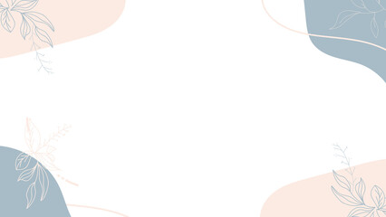 Obraz premium An Abstract frame background with pink and purple geometric shapes, dots, and lines for presentation, flat design border on a white background with copy space
