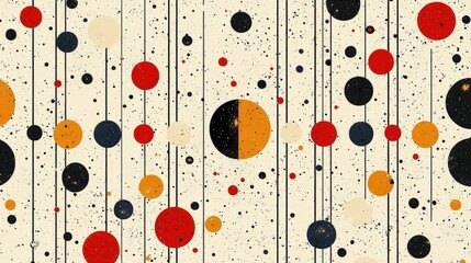 Abstract Pattern with Colorful Circles and Lines on a Textured Background