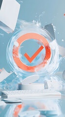 Intricate Digital Depiction of the 'Undo' Functionality in Various Tasks - Symbolic Circular Arrow Icon with Reverting Elements Around It