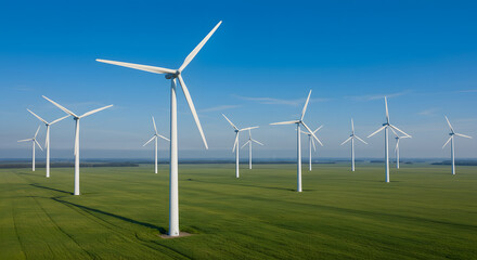 Fototapeta premium renewable energy wind turbines in a field green energy sustainable power generation